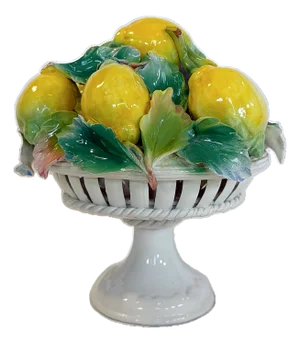 Vintage Italian Majolica Lemon Pedestal Topiary