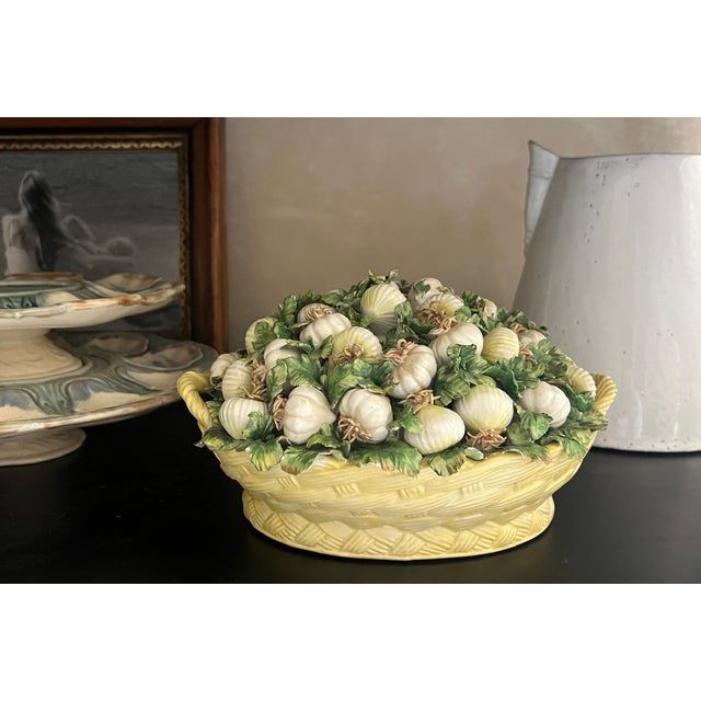 Mid-Century Modern Mid Century Mottahedeh Ceramic Basket of Garlic For Sale - Image 3 of 14
