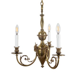 Empire Three-Arm Brass Chandelier with Trestles For Sale