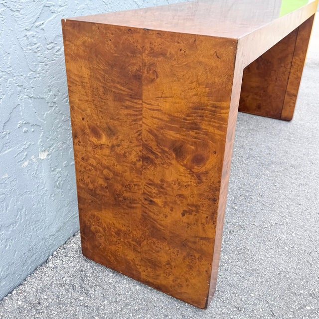 Mid Century Modern Burlwood Consol Table For Sale - Image 4 of 12