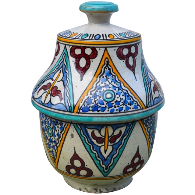 Early 20th Century Moorish Ceramic Box W/ Pattern For Sale In New York - Image 6 of 12