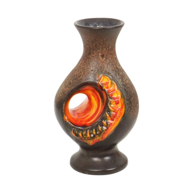 Orange Fat Lava Vase from Walter Gerhards, West Germany, 1950s For Sale - Image 6 of 18