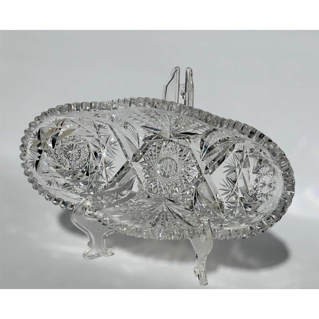 Antique American Brilliant Period Cut Crystal Celery Relish Boat Dish For Sale - Image 9 of 13
