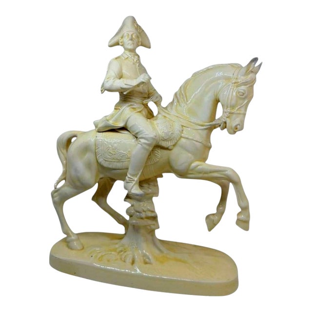 Porcelan King Frederick II of Prussia on Horseback Statue in Ceramic, Early 20th Century. For Sale