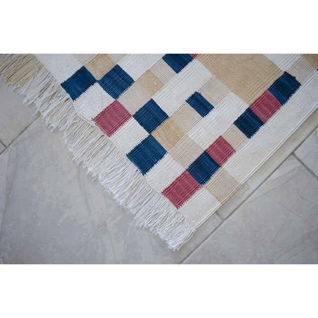 Piet Mondrian - Broadway Boogie Woogie Inspired Silk Hand Woven Area Kilim Wall Rug 6′5″ × 9′2″ For Sale - Image 13 of 17