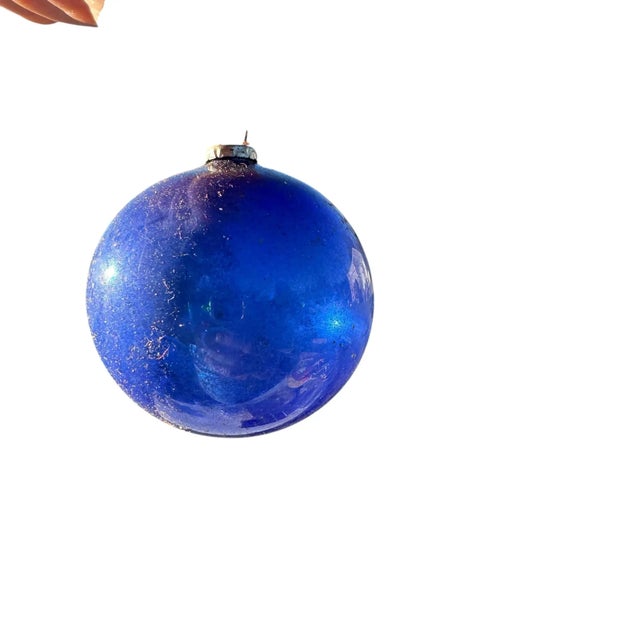 Mid 20th Century Blue Mercury Glass Christmas Ornaments-Set of 10 For Sale - Image 4 of 8