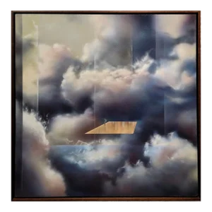 Don Warren - Playing the Trumpet in the Clouds -Surrealist Oil Painting