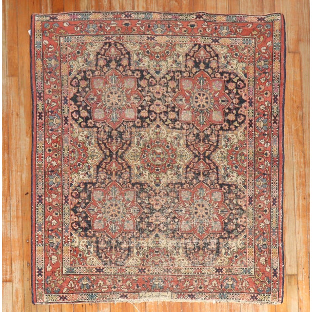 Persian 19th Century Worn Zabihi Collection Persian Rug - 4'1" x 4'8" For Sale - Image 3 of 10