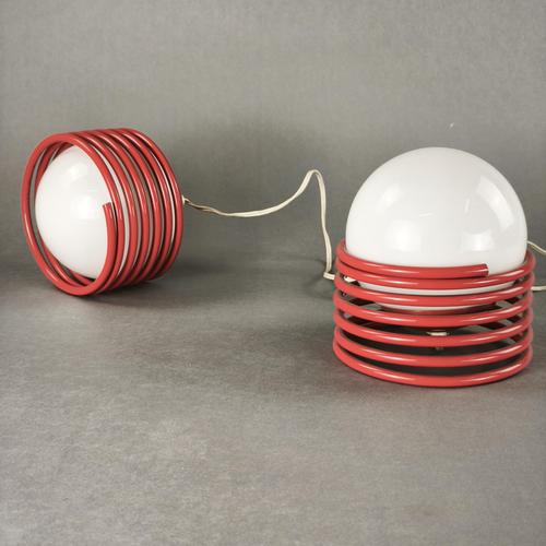 Red Red Spring-Loaded Table Lamps, 1970s, Set of 2 For Sale - Image 8 of 10