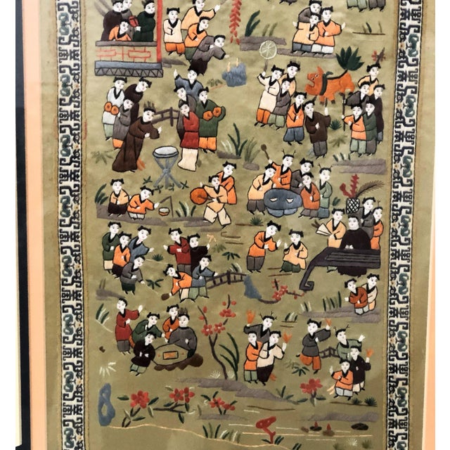 Mid 20th Century Chinese Silk Embroidery "100 Children Playing", Framed For Sale - Image 5 of 7
