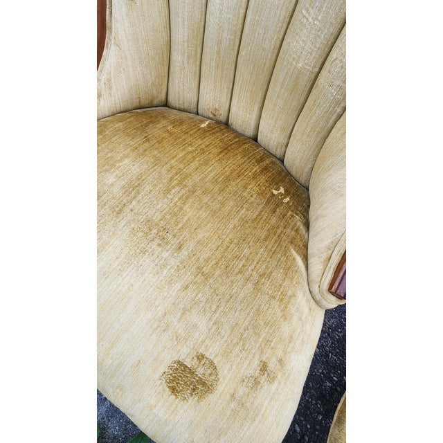 Pair of Vintage Hollywood Regency Shell Back Slipper Chairs, 1940s Style For Sale - Image 13 of 18