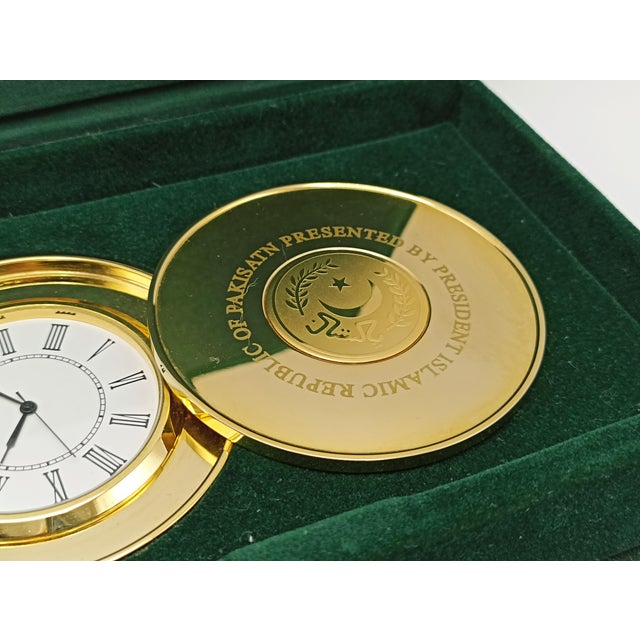 2000s Pakistan Presidential Gold-Plated Seal Brass Casing Quartz Desk ...