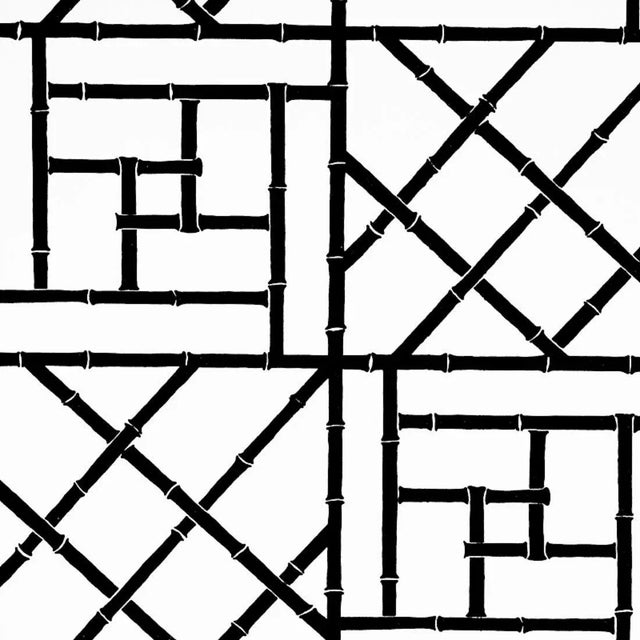 Hollywood Regency Sample - Schumacher X Cristina Buckley Trellis Wallpaper in Black For Sale - Image 3 of 3