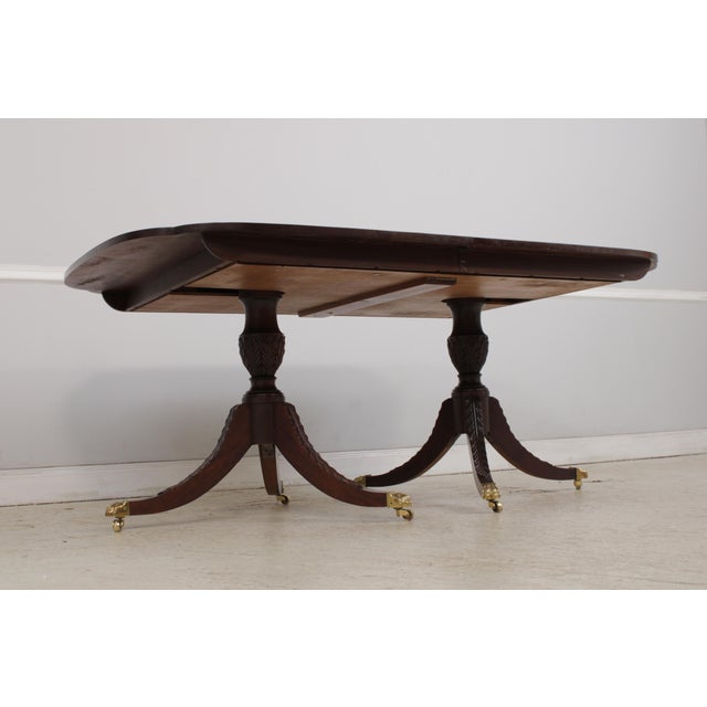 Wood Stickley Mahogany Double Pedestal Dining Table For Sale - Image 7 of 17