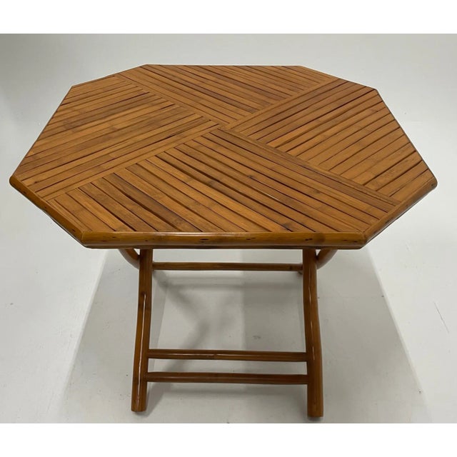 8 Sided Folding Bamboo Breakfast or Center Table For Sale - Image 9 of 9