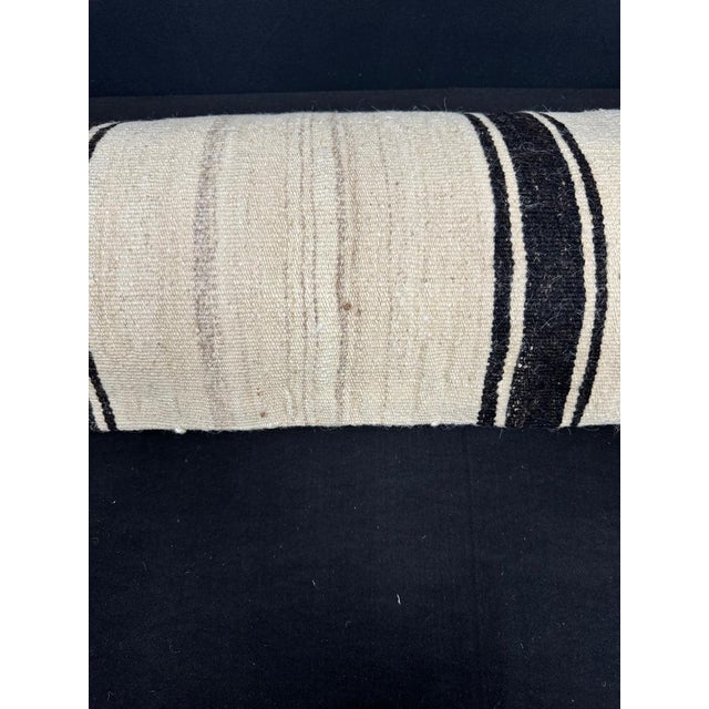 Contemporary Turkish Hemp Pillow Cushion Natural Beige BlackCushion Cover 14"x45" For Sale - Image 3 of 4