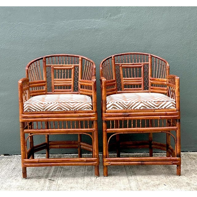 Vintage Brighton Pavillion Rattan Chairs in Alan Campbell “Zigzag” for Quadrille For Sale - Image 10 of 12