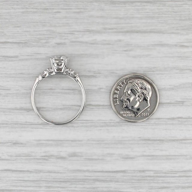 Metal Vintage Round 0.64ctw Diamond Engagement Ring 900 Platinum Size 7.25 For Sale - Image 7 of 8