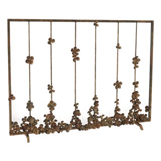 Tobacco Cascading Blooms Fireplace Screen For Sale
