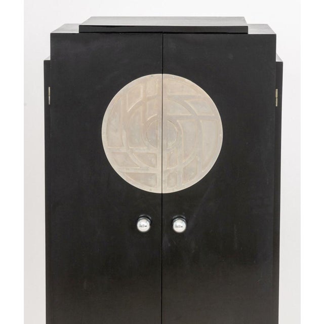 Art Deco Art Deco Black Lacquered and Chrome Cabinet For Sale - Image 3 of 8