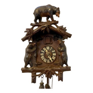 Antique Black Forest Carved Bear Cuckoo Clock, 1880 For Sale