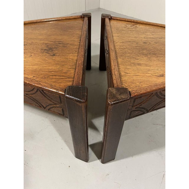 Brutalist Oak Coffee Side Tables, 1970s, Set of 2 For Sale - Image 11 of 18