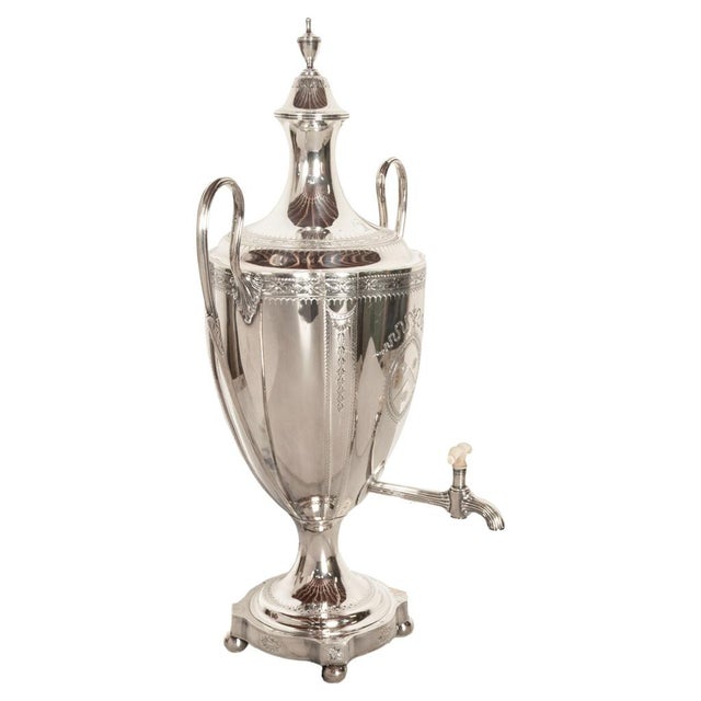 Metal Antique Monumental Sterling Silver Sam Godbehere & Ed Wigan Tea Urn London 1789 For Sale - Image 7 of 18