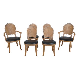 Set of 6 Italian Grotto Style Shell Back Dining Room Chairs For Sale