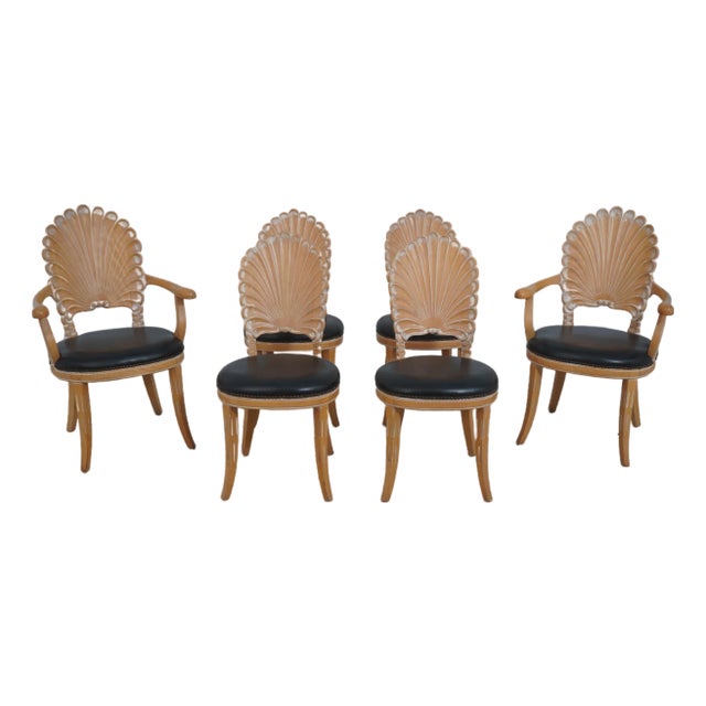 Set of 6 Italian Grotto Style Shell Back Dining Room Chairs For Sale