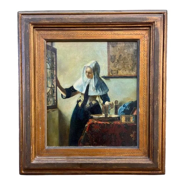 18th/19th Century Dutch Painting in Oil on Canvas After Johannes Vermeer For Sale