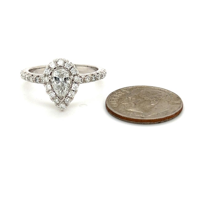 Diamond Engagement Ring 14k White Gold 0.90 TCW Certified For Sale - Image 9 of 11