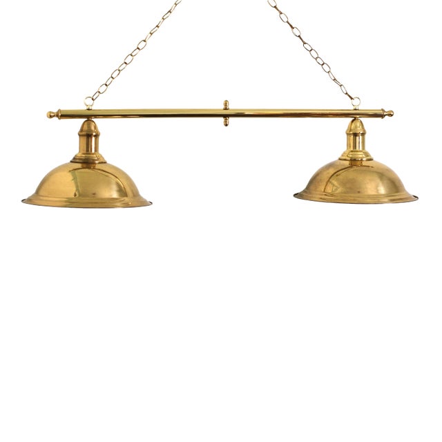 1970s Large Brass Double Pendant Fixture For Sale
