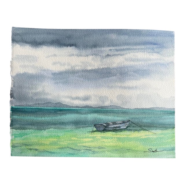 “Quiet Shore” Original Signed Watercolor Seascape by Nancy Smith For Sale