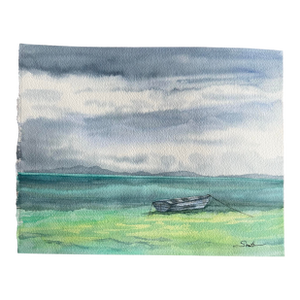 “Quiet Shore” Original Signed Watercolor Seascape by Nancy Smith