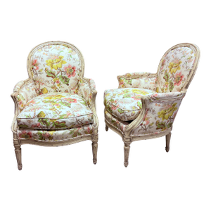 Vintage French Bergère Armchairs by Yale R. Burge