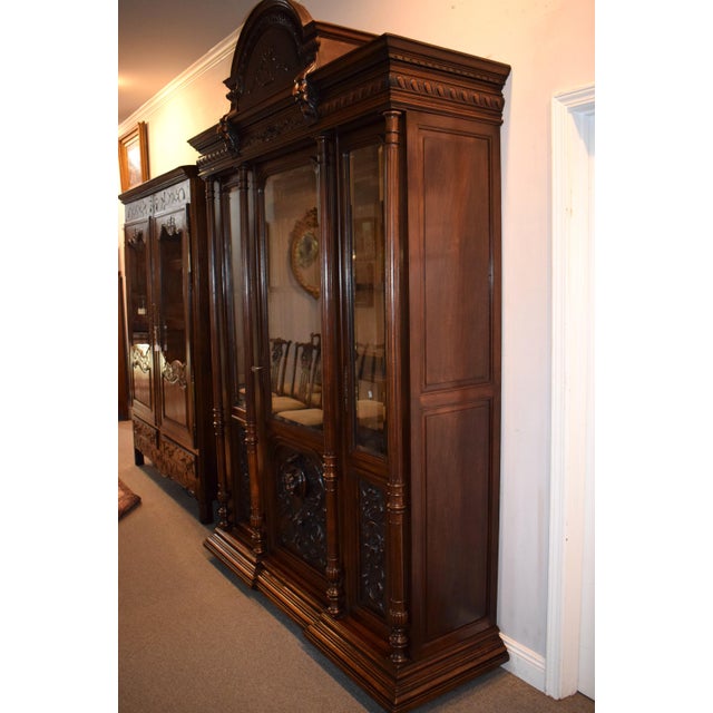 French 19th Century French Walnut Triple Door Bookcase/Cabinet For Sale - Image 3 of 6
