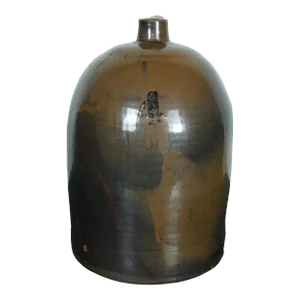 Antique 4 Gallon Brown Beehive Drip Glaze Stoneware Whiskey Jug