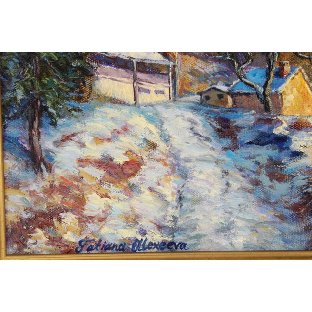 White Impressionist Winter Landscape Painting by Tatiana Alexveea (Born 1963) For Sale - Image 8 of 12