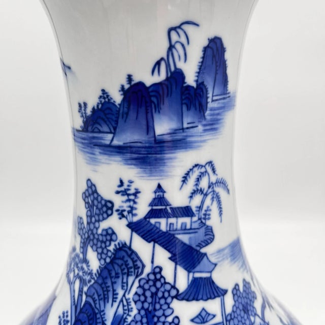 Vintage Bombay Company Blue and White Chinoiserie Pagoda Vase 12"h For Sale In New York - Image 6 of 11