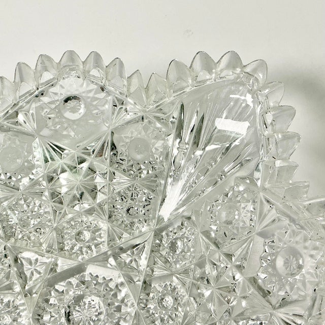 Late 19th Century Late 1800s Antique Boho Chic Hollywood Regency American Brilliant Cut Glass Square Serving Dish For Sale - Image 5 of 10