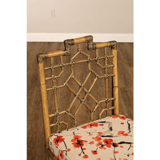 Wood Chinese Chippendale Style Set Of Four Rattan Bamboo Dining Chairs For Sale - Image 7 of 18