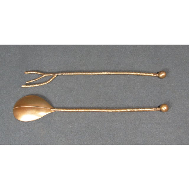 Contemporary Grant Dawson Mangrove Collection 24k Gold-Plated Salad Servers, Set of 2 For Sale - Image 3 of 15