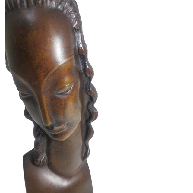 Early 20th Century Early 20th Century Minimalist Bronze Sculpture / Portrait / Bust of a Woman by Adam Antes For Sale - Image 5 of 12