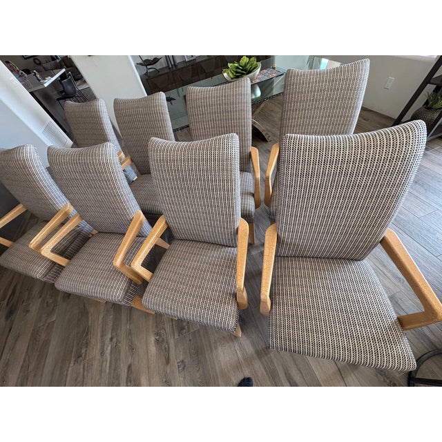 Set of 8 Attributed to Sally Sirkin Lewis for J. Robert Scott Art Deco Revival Dining Chairs — Crackle Lacquer Frames, Vintage Designer Set For Sale - Image 9 of 15