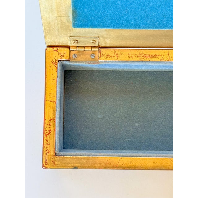 Vintage Gilt Wood and Eglomise Velvet Lined Box For Sale In Dallas - Image 6 of 12