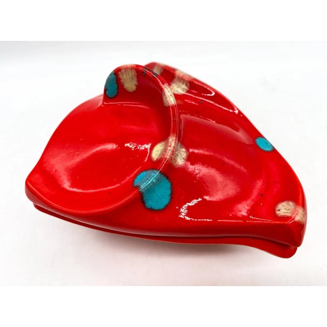 MidCentury Modern Christine's California Pottery Red Candy Dish/ Lidded Box Chairish