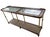 Chinoiserie Vintage Hollywood Regency Faux Bamboo Brass Console Table With Cane Shelf & Double Glass Top | Chinoiserie Campaign Entry Table For Sale - Image 3 of 12