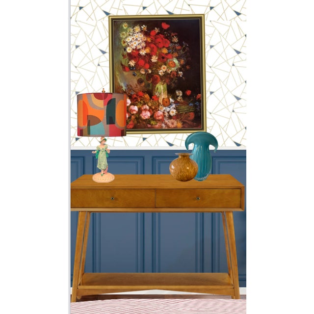 Metal Antique Metal Boudoir Table Lamp: Lady in Mint Green Dress For Sale - Image 7 of 12