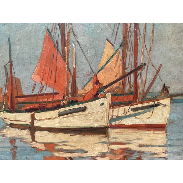 Vintage French Impressionist Harbor Scene Oil Painting, Lucien Lefebvre-Foinet Frame For Sale - Image 10 of 17