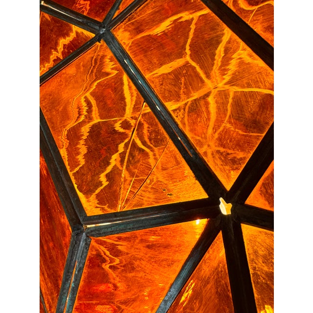 Mid 20th Century Monumental Mid-Century Mexican "Morisco" Lantern in Deep Amber Glass For Sale - Image 13 of 15